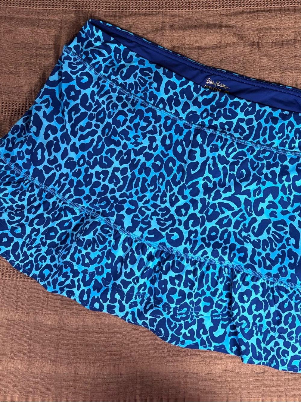 Lilly Pulitzer Blue Leopard Print Ruffle Skort